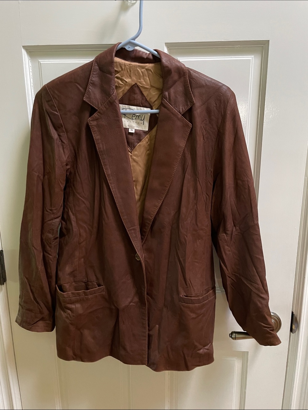 Remy Vintage Brown Leather Blazer Size S (Made in USA)